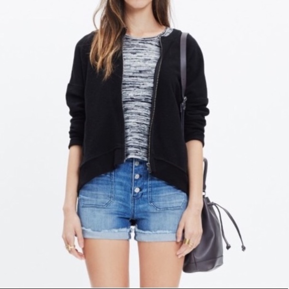 Madewell jacquard zip front texture black jacket S